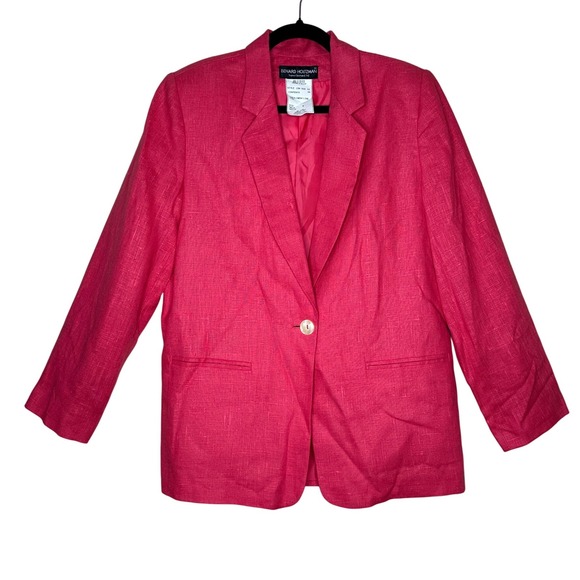 Benard Holtzman NWT Pink 100% Linen Blazer Size 8 Women's Career Minimalist - Picture 1 of 8